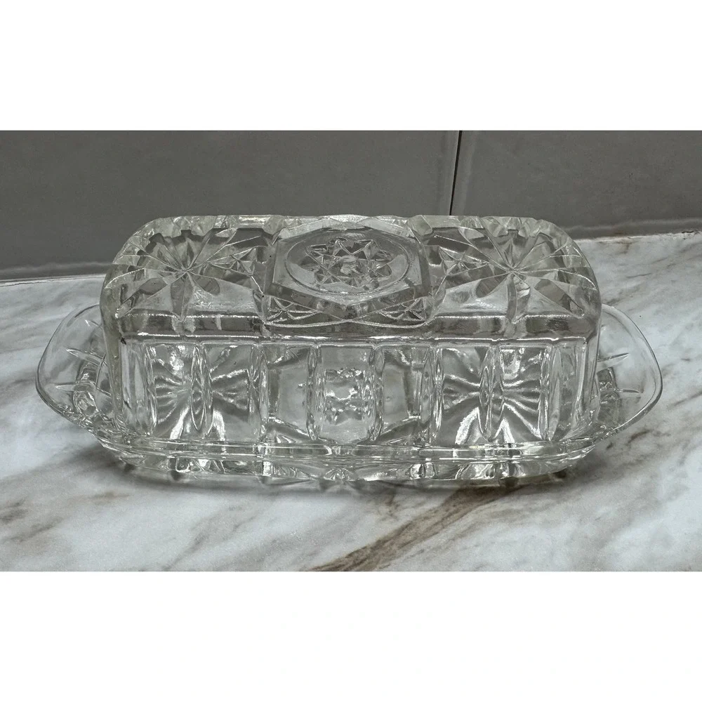 Anchor Hocking Star Of David covered‎ Butter Dish
